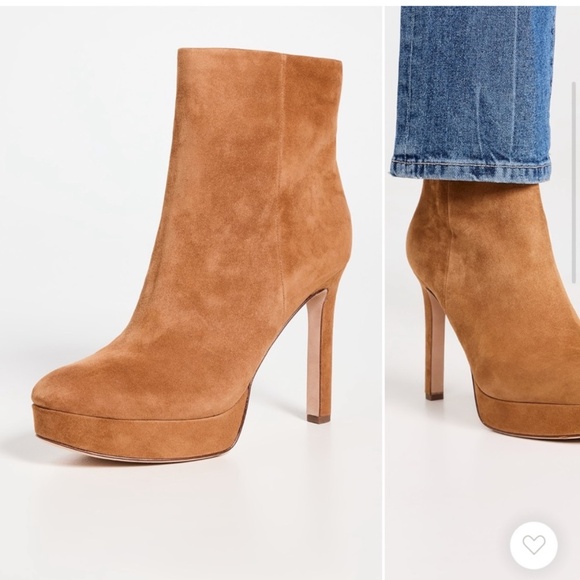 Veronica Beard Dali Brown Suede Heels Ankle Booties - Picture 2 of 9